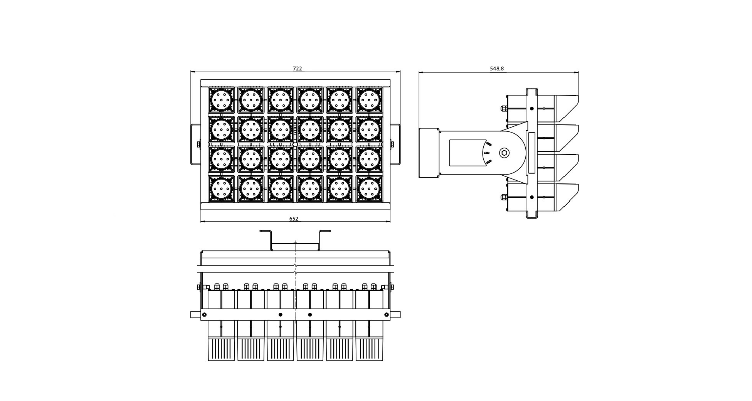 Габаритные размеры DS-LFL-1300-24x7-2.3.I.IP65 (740.W120) Габаритные размеры DS-LFL-1300-24x7-2.3.I.IP65 (740.W120)