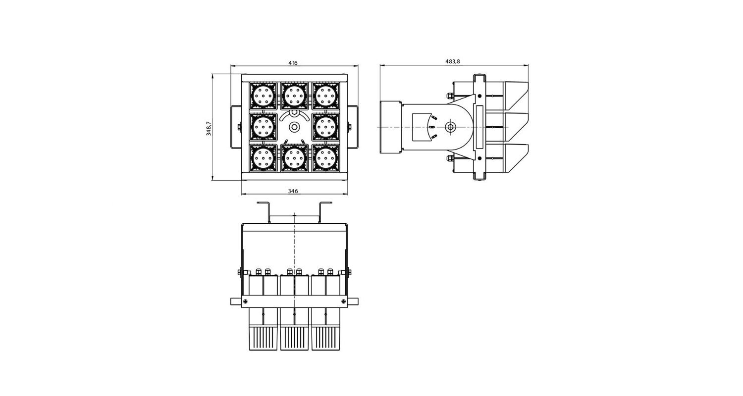 Габаритные размеры DS-LFL-450-8x7-2.3.I.IP65 (957.W120) Габаритные размеры DS-LFL-450-8x7-2.3.I.IP65 (957.W120)