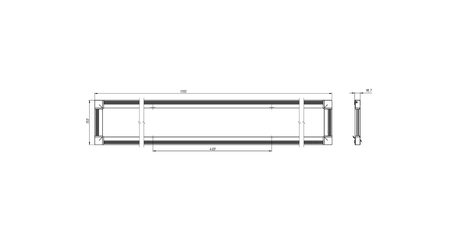 Габаритные размеры SLIMPANEL.2-150x1200-25 (840.1.50.0) Габаритные размеры SLIMPANEL.2-150x1200-25 (840.1.50.0)